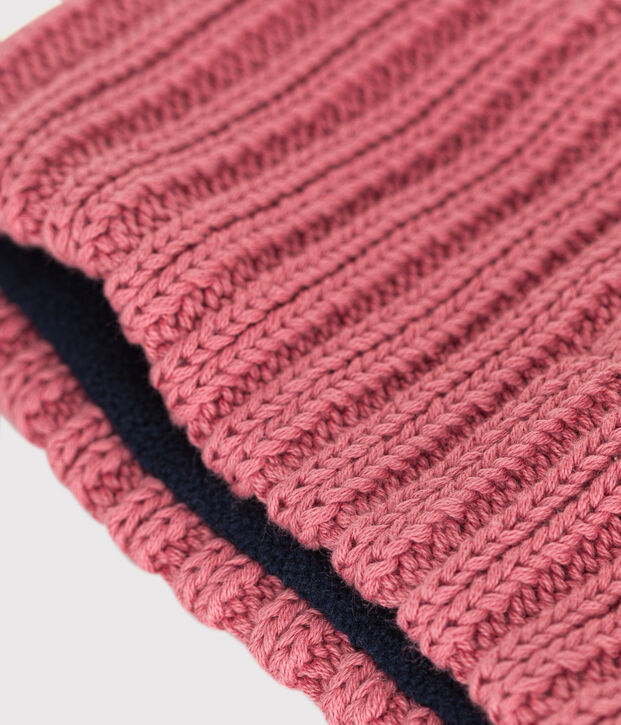 Cuello de punto tricotado con forro polar para beb&eacute; rosa