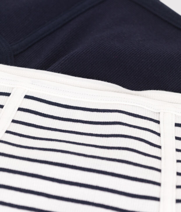 Juego de 2 braguitas de algod&oacute;n y elastano de talle alto para mujer multicolor