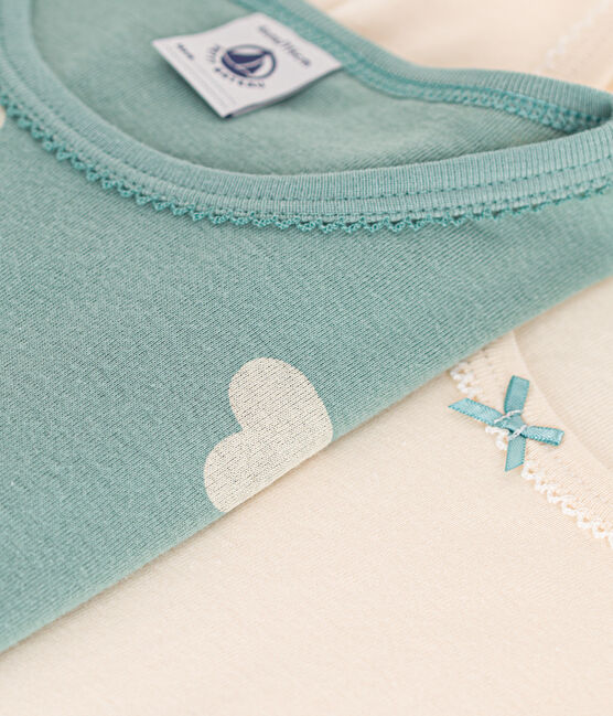 Juego de 2 camisetas infantiles de algodón de manga corta con corazón variante 1