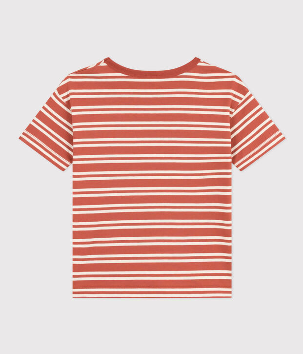 Camiseta a rayas de jersey para ni&ntilde;o marron/crudo