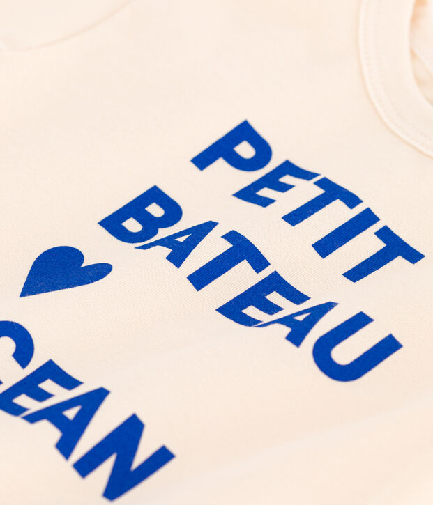 Camiseta de manga corta de punto con motivo para beb&eacute; crudo