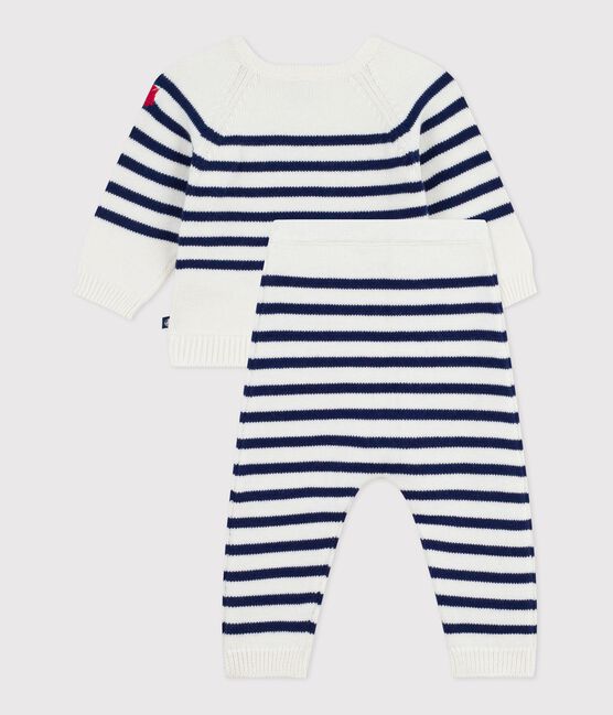 Conjunto tricotado de 2 piezas con rayas marineras para bebé azul MARSHMALLOW/ SOIR