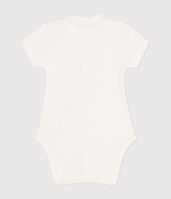 Bodi de manga corta con cuello para bebé blanco MARSHMALLOW