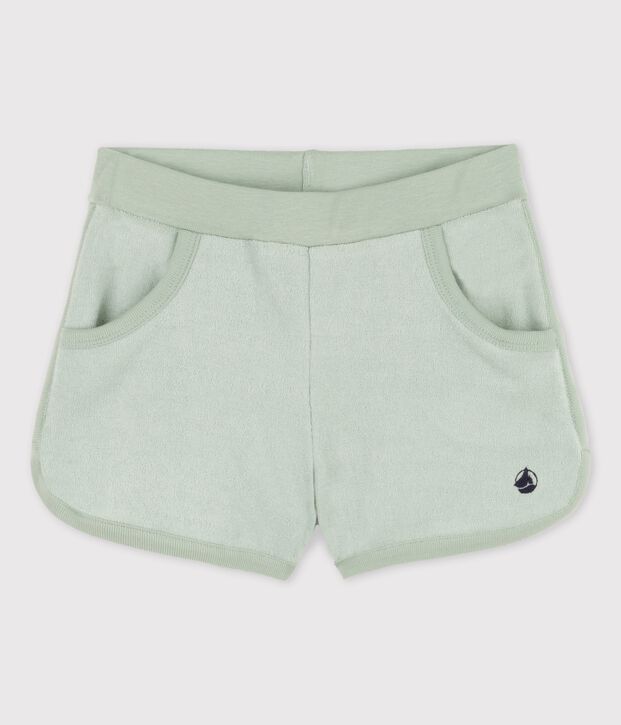 Shorts de rizo para ni&ntilde;a verde
