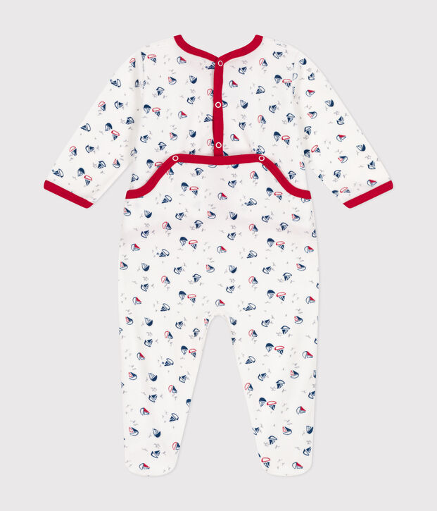 Pelele de terciopelo para beb&eacute; blanco/azul/multicolor