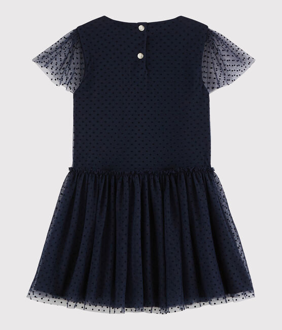 Vestido de manga corta para niña azul SMOKING