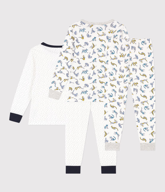 Juego de 2 pijamas de algodón con estrellas y felino para niño/niña variante 1