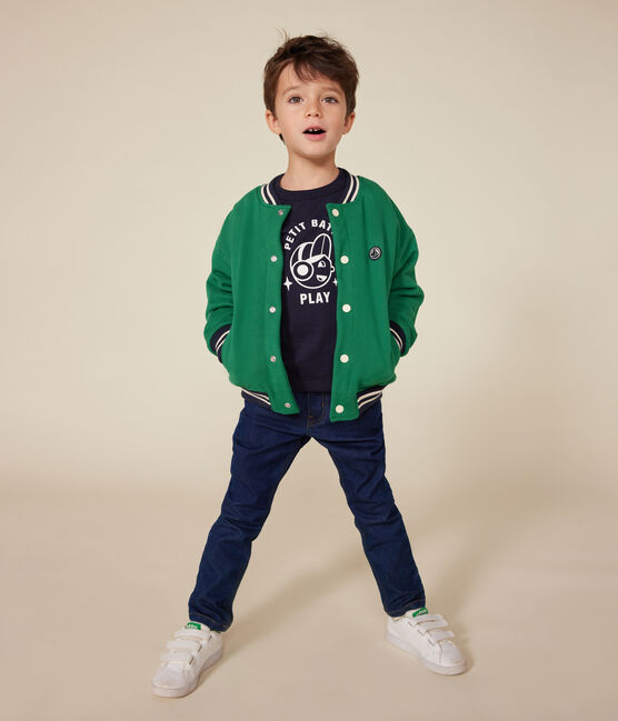 Chaqueta teddy de felpa y borreguito para niño verde JARDIN