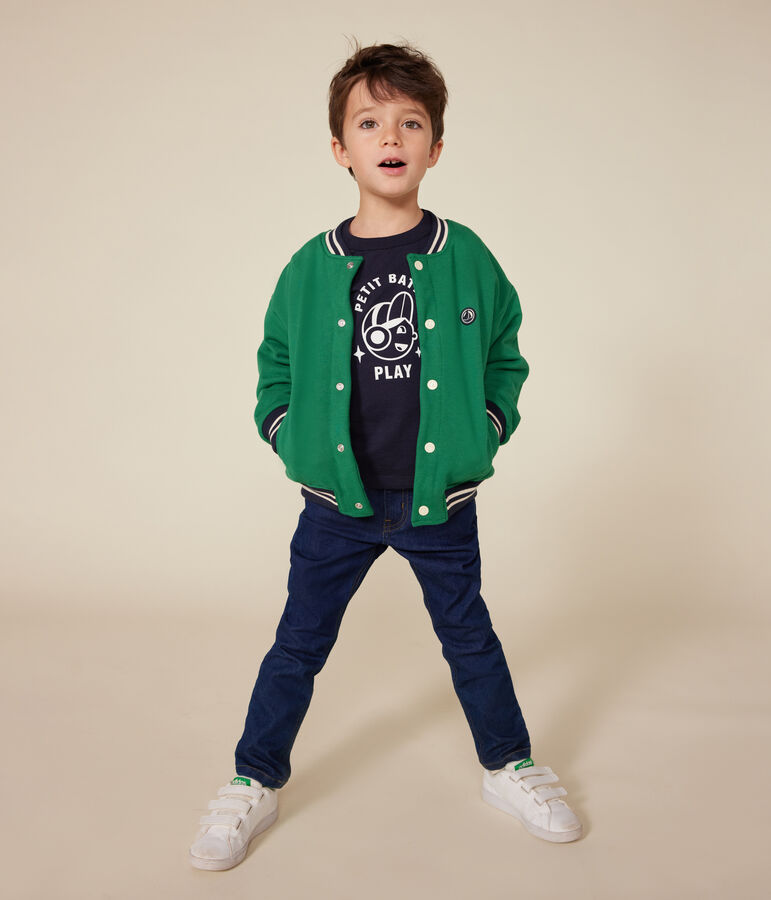 Chaqueta teddy de felpa y borreguito para ni&ntilde;o verde