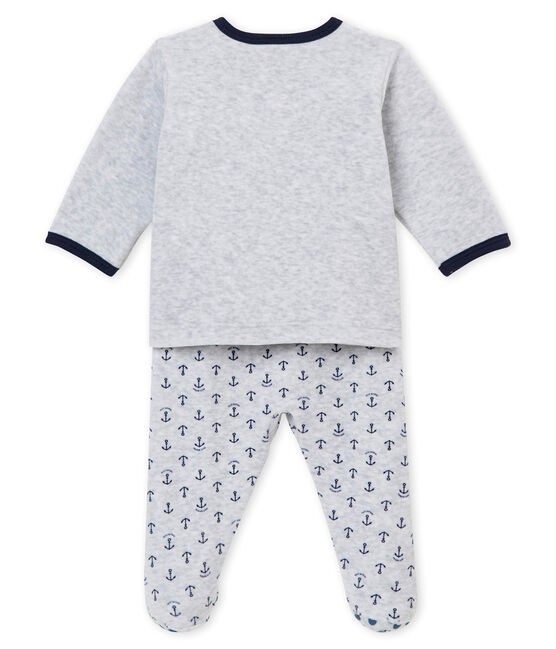 Pijama sin pies para bebé niño gris POUSSIERE/blanco MULTICO