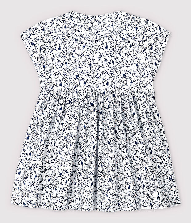 Vestido de manga corta de popelina de beb&eacute; ni&ntilde;a blanco/multicolor