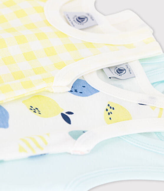 Lote de 3 bodys sin mangas con limones de colores de bebé variante 1