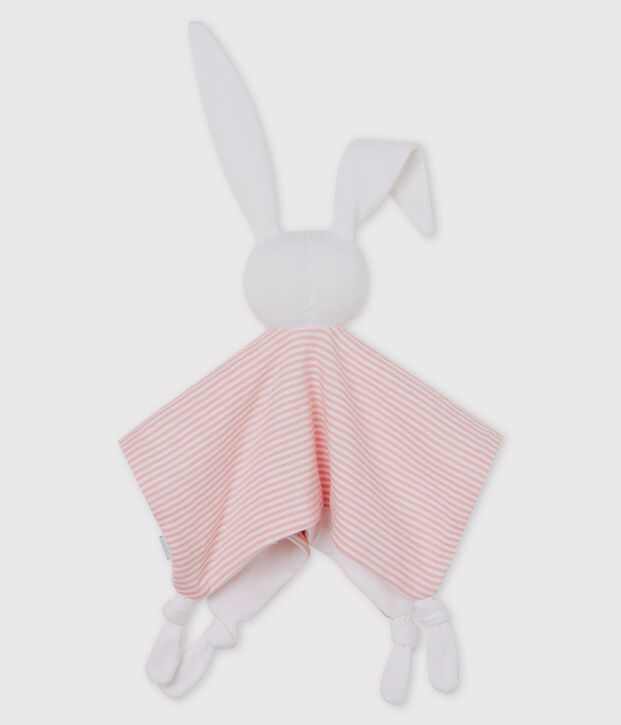 Peluche de punto, el emblem&aacute;tico tejido de Petit Bateau. rosa/blanco