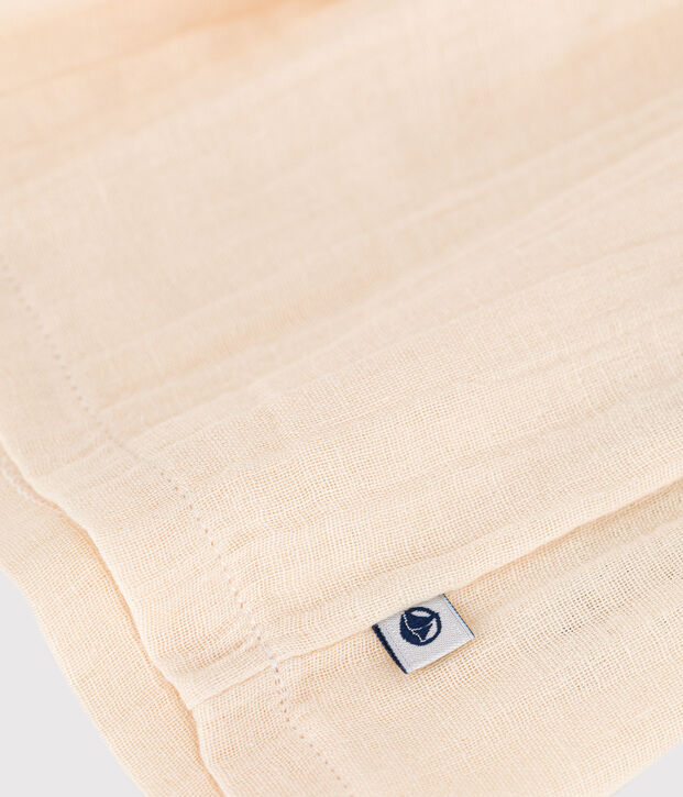 Vestido de dos materiales de manga larga de beb&eacute; crudo