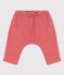 Pantalón de estilo saragüelles liso de gasa de algodón ecológico para bebé rosa PAPAYE