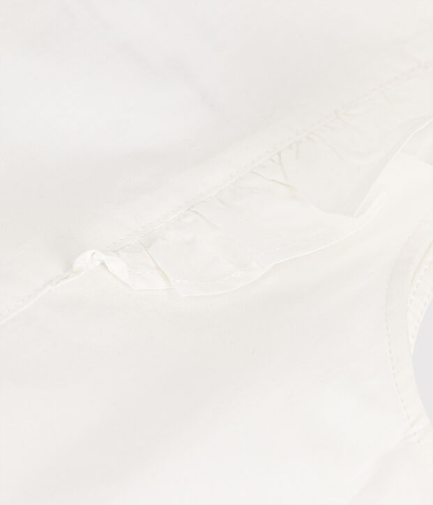 Vestido de celebraci&oacute;n de popelina de ni&ntilde;a blanco