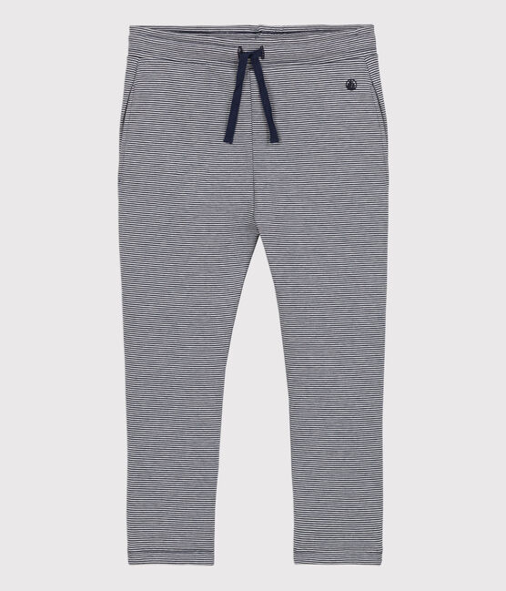 Pantalón de punto doble para niña azul SMOKING/blanco MARSHMALLOW