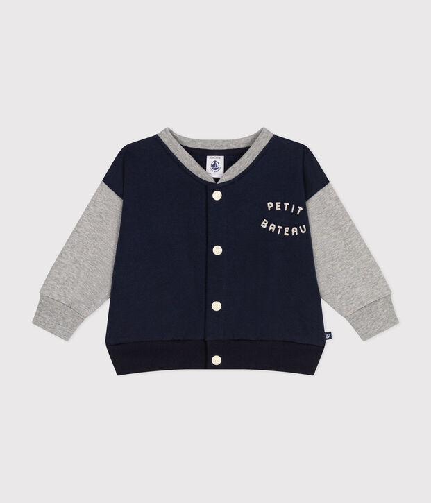 Chaqueta teddy de felpa para beb&eacute; azul/gris