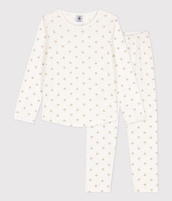 Pijama de palmeras de niña blanco MARSHMALLOW/blanco MULTICO