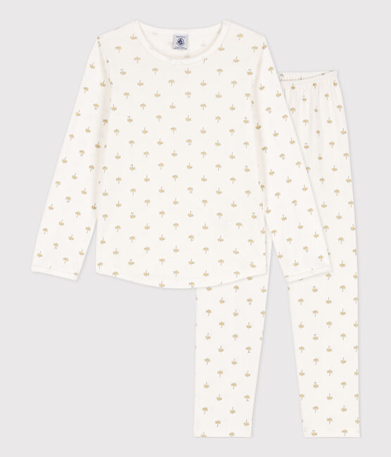 Pijama de palmeras de niña blanco MARSHMALLOW/blanco MULTICO