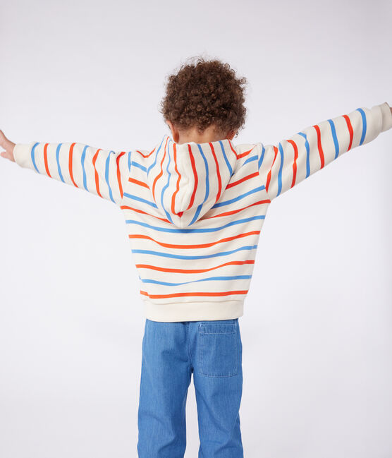 Sudadera infantil unisex de algodón a rayas con capucha blanco AVALANCHE/ MULTICO