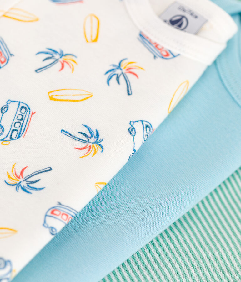 Juego de 3 bodis de algod&oacute;n de manga corta para beb&eacute; con furgonetas multicolor