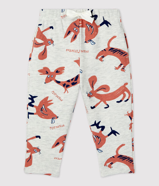 Pantalón con estampado de animales de muletón para bebé beige MONTELIMAR/blanco MULTICO