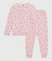Pijama infantil de terciopelo con estampado de flores rosa JOLI/blanco MULTICO