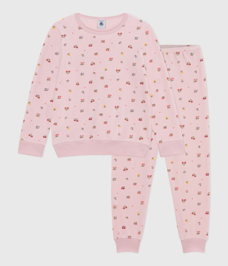 Pijama infantil de terciopelo con estampado de flores rosa/multicolor