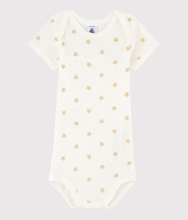 Bodi de manga corta de beb&eacute; ni&ntilde;a blanco/amarillo