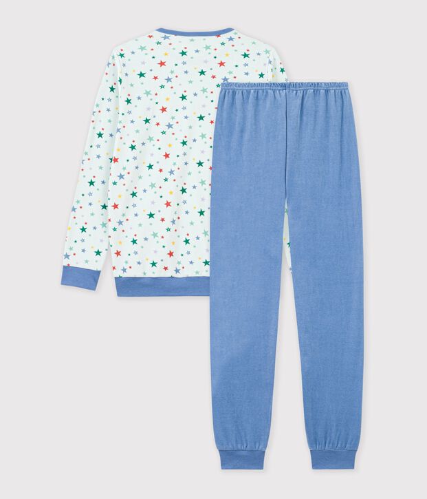 Pijama infantil de terciopelo con estampado de estrellas azul/multicolor