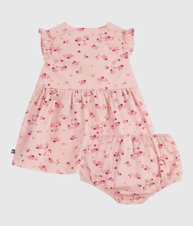 Vestido de algod&oacute;n sin mangas y pololo para beb&eacute; rosa/multicolor