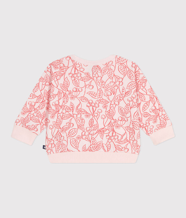 Sudadera de algod&oacute;n con estampado de cerezas rosas para beb&eacute; rosa/rojo