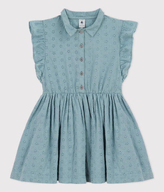 Vestido de bordado inglés para niña verde MIMI