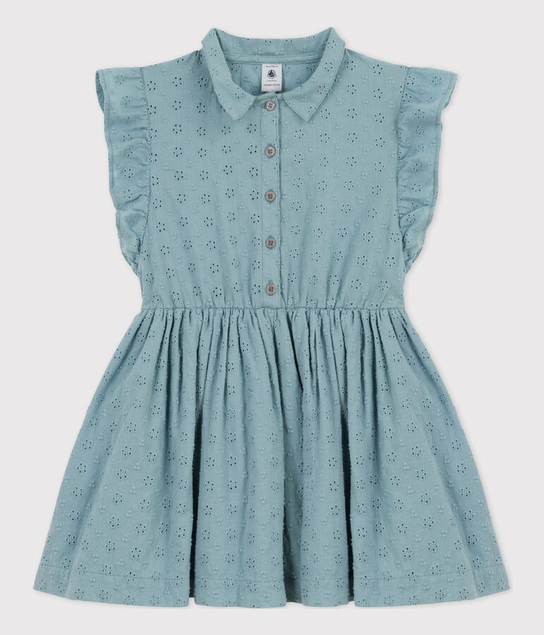 Vestido de bordado ingl&eacute;s para ni&ntilde;a azul