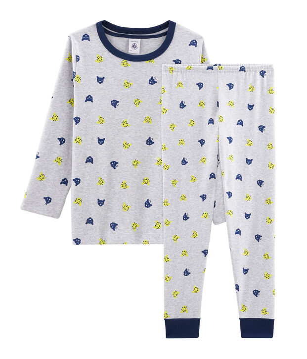 Pijama de punto para ni&ntilde;o gris/multicolor