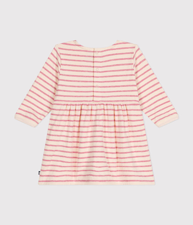 Vestido de t&uacute;bico de manga larga para beb&eacute; crudo/rosa
