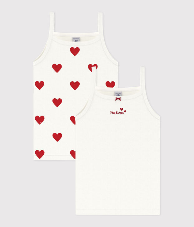 Lote de 2 camisetas de tirantes con corazones de algod&oacute;n de ni&ntilde;a multicolor