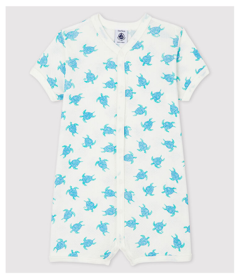 Mono corto con tortugas de algod&oacute;n ultra-ligero blanco/multicolor