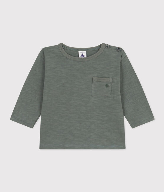 Camiseta de manga larga de punto flameado para bebé verde THUYA
