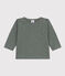 Camiseta de manga larga de punto flameado para bebé verde THUYA