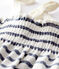 Mono corto de algodón/lino de rayas de bebé niña blanco MARSHMALLOW/azul MEDIEVAL