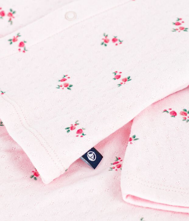 Conjunto largo de 2 piezas de algod&oacute;n con estampado de flores para beb&eacute; rosa/multicolor