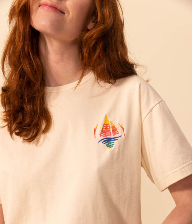 Camiseta LE BOXY de algod&oacute;n para mujer crudo