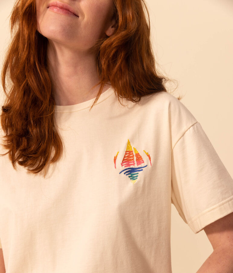 Camiseta LE BOXY de algod&oacute;n para mujer crudo