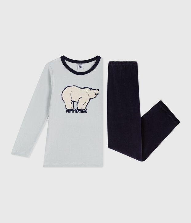 Pijama infantil de terciopelo azul/azul