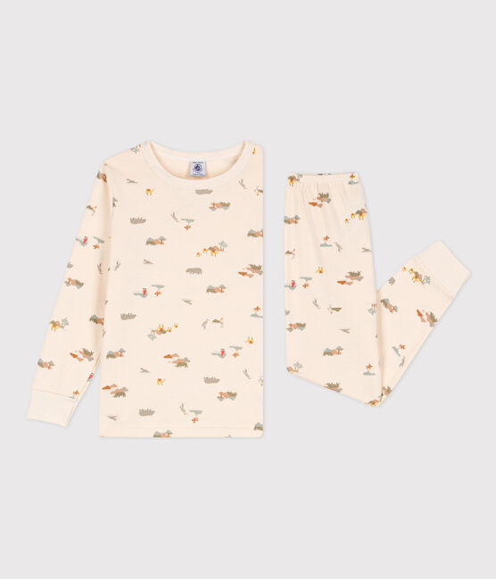 Pijama de algodón con animales para niño/niña blanco AVALANCHE/ MULTICO
