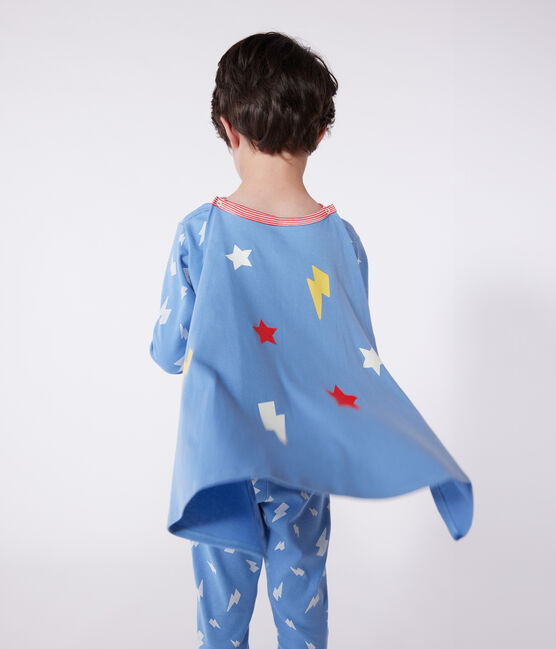 Pijama disfraz unisex de algodón fosforescente con capa azul ALASKA/blanco MULTICO