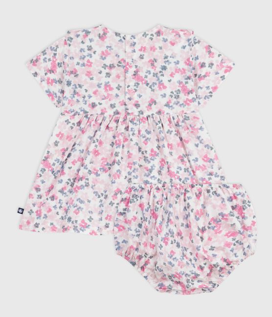 Vestido estampado de algodón de manga corta y pololo para bebé blanco MARSHMALLOW/blanco MULTICO