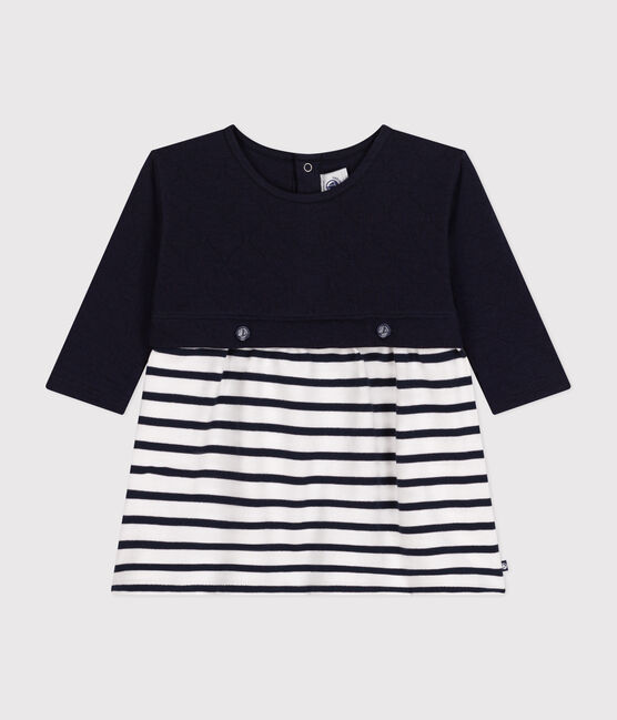 Vestido de manga larga de túbico para bebé azul SMOKING/blanco MARSHMALLOW